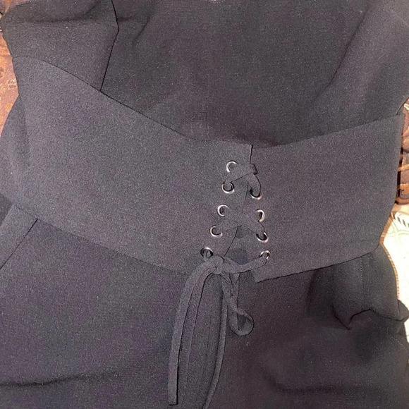 WAYF RIPLEY BLACK CORSET WAIST SLEEVELESS WIDE LEG JUMPSUIT WITH POCKETs SMALL - Picture 9 of 10